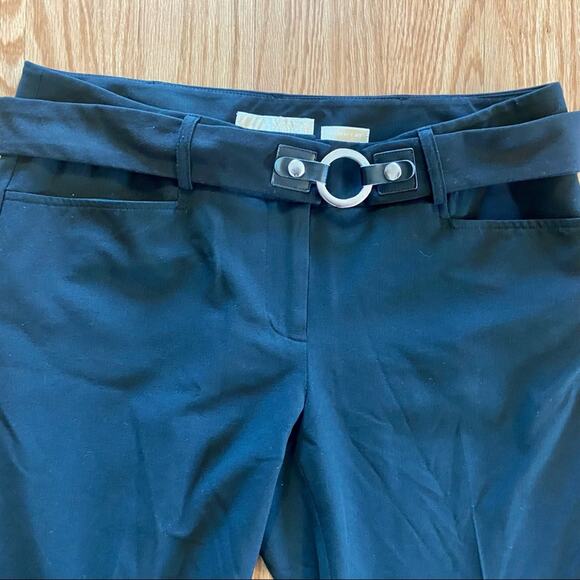 Michael Kors Gramercy Black Belted Straight Leg Trousers Womens 8 - Picture 3 of 13